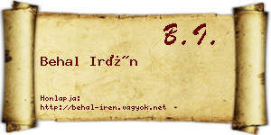 Behal Irén névjegykártya